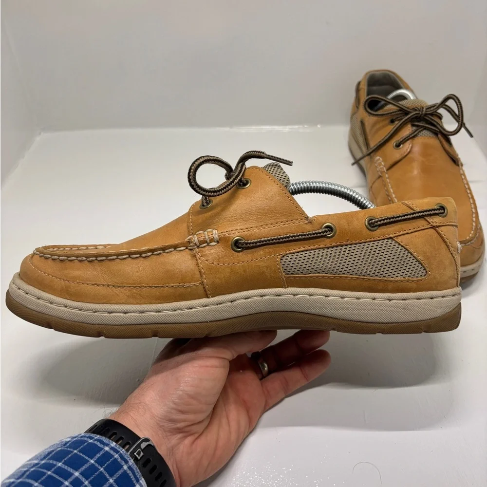 Rockport Leather Boat Shoes Men’s 11.5 Tan Brown Lace-Up Casual Comfort Shoes